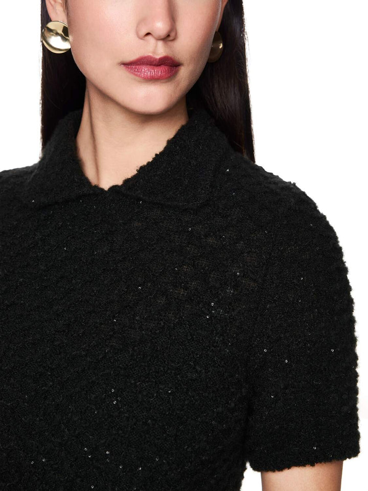 Marc Cain Bouclé Midi Jurk – Zwart-46% polyamide, 24% polyacryl, 22% alpaca, 8% wol-DAMES JURKEN-Zwart