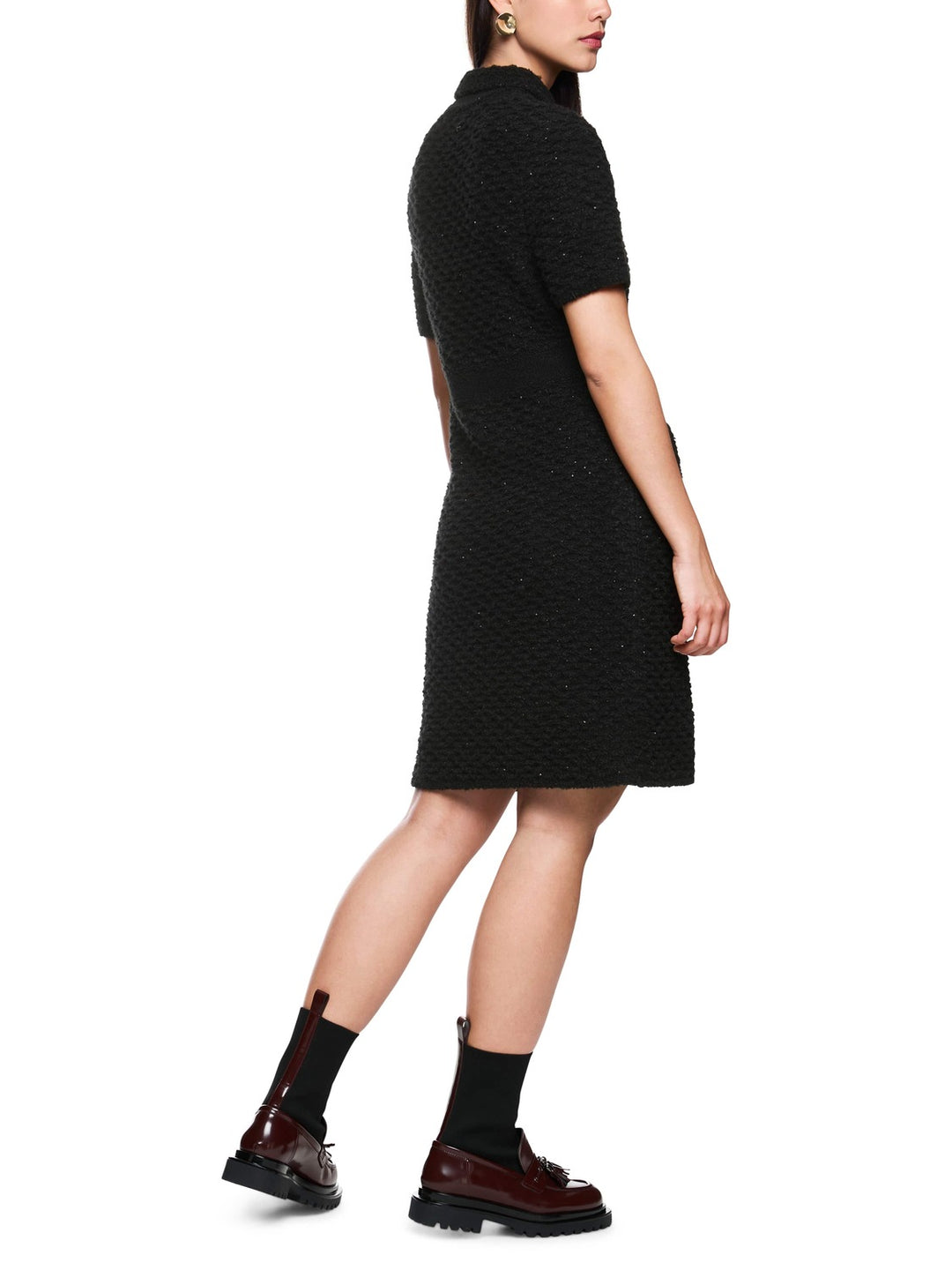 Marc Cain Bouclé Midi Jurk – Zwart-46% polyamide, 24% polyacryl, 22% alpaca, 8% wol-DAMES JURKEN-Zwart