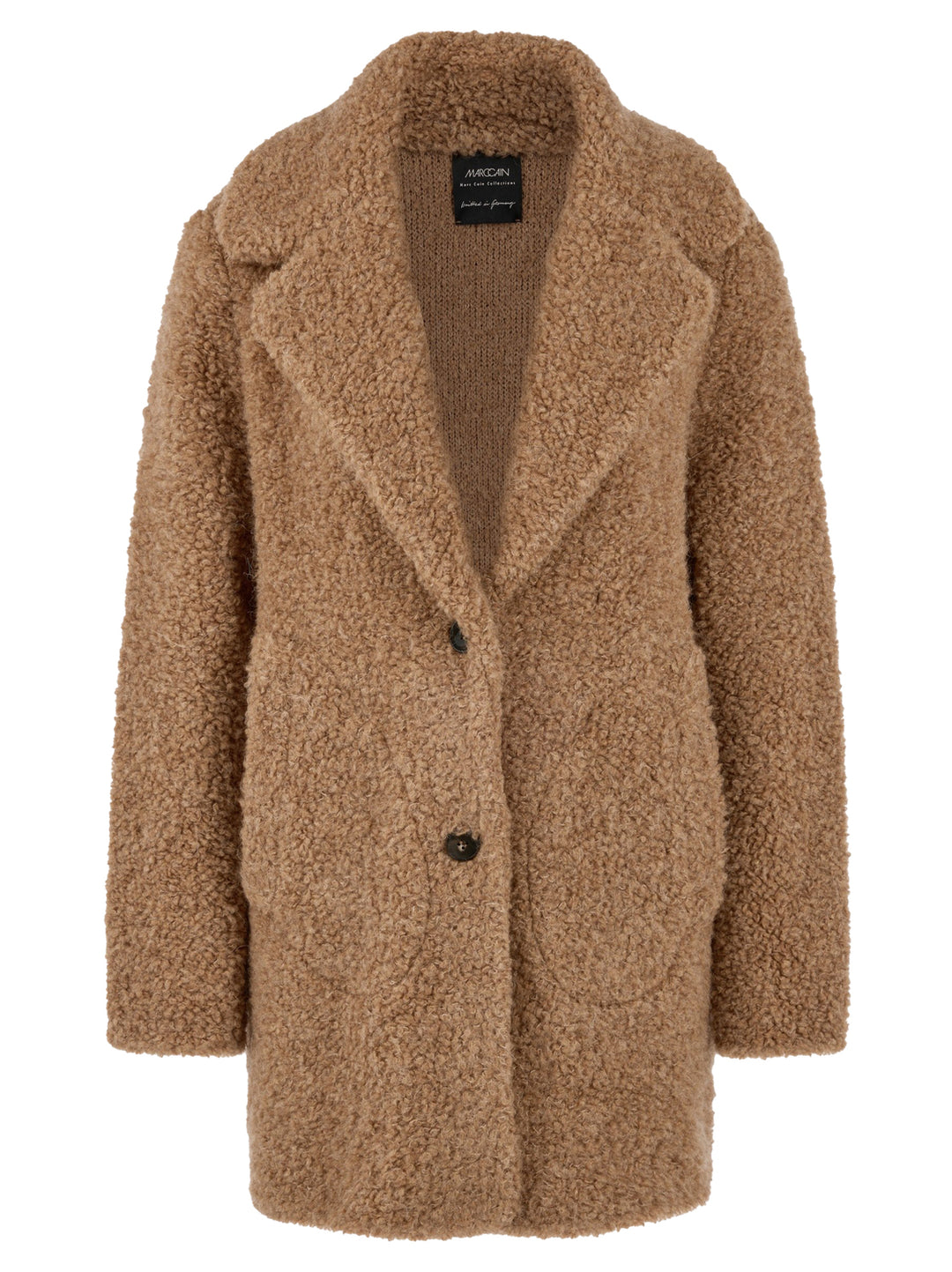 Marc Cain Boucle Wool Coat – Bruin-47% polyacryl, 24% alpaca, 20% wol, 9% polyamide-DAMES JASSEN & JACKS-Bruin