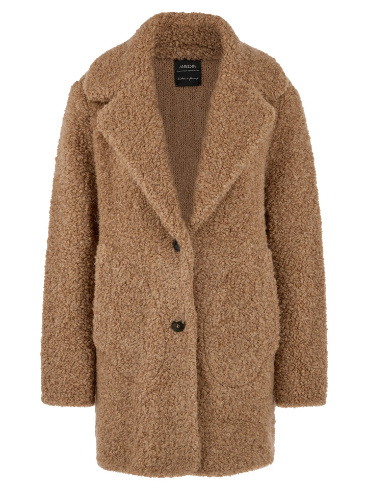 Marc Cain Boucle Wool Coat – Bruin-47% polyacryl, 24% alpaca, 20% wol, 9% polyamide-DAMES JASSEN & JACKS-Bruin