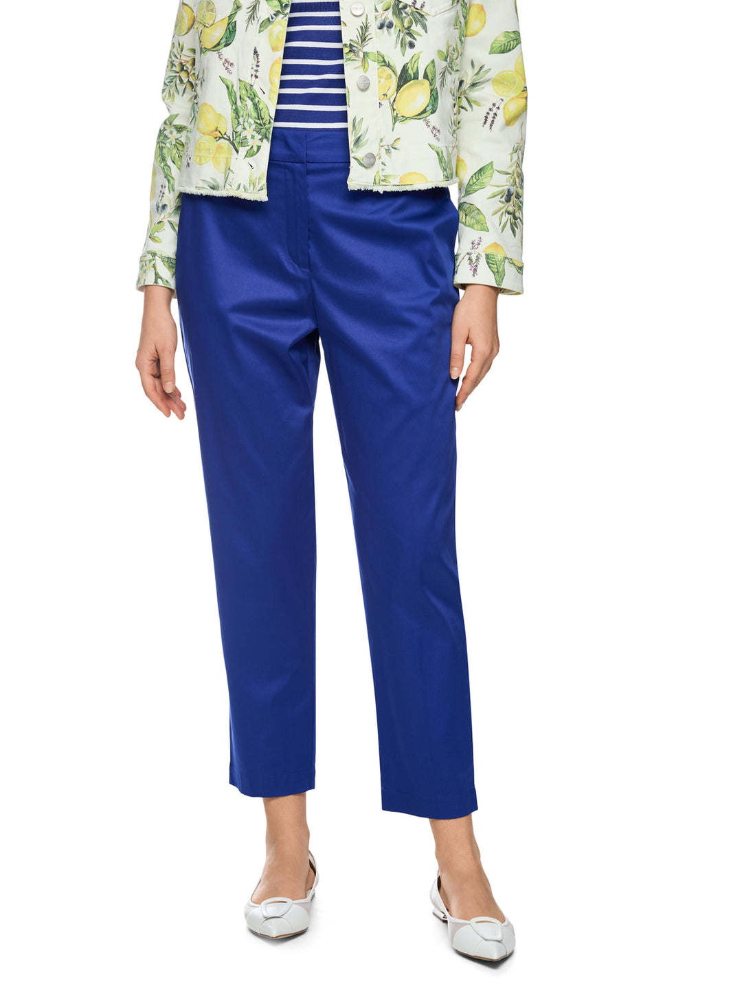 Marc Cain Broek FRANCA met 7/8-lengte – Blauw-97% katoen, 3% elastaan-DAMES BROEKEN-Blauw
