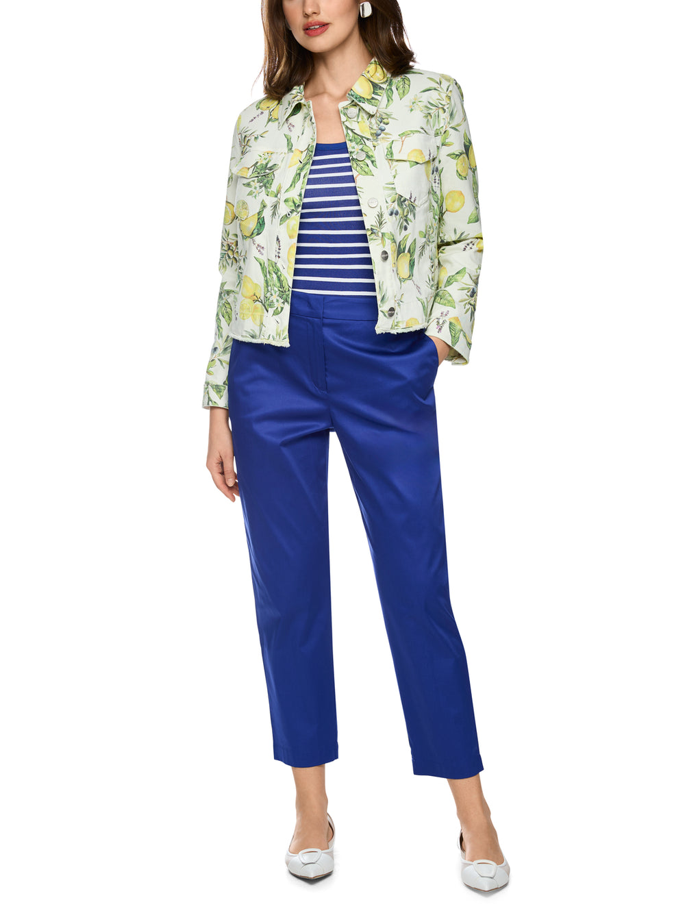 Marc Cain Broek FRANCA met 7/8-lengte – Blauw-97% katoen, 3% elastaan-DAMES BROEKEN-Blauw