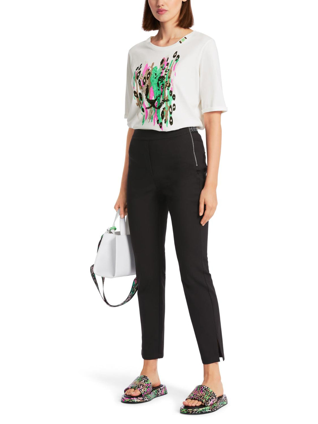 Marc Cain broek SLIVEN-50% katoen (biologisch), 47% polyester, 3% elastaan-DAMES BROEKEN-Zwart