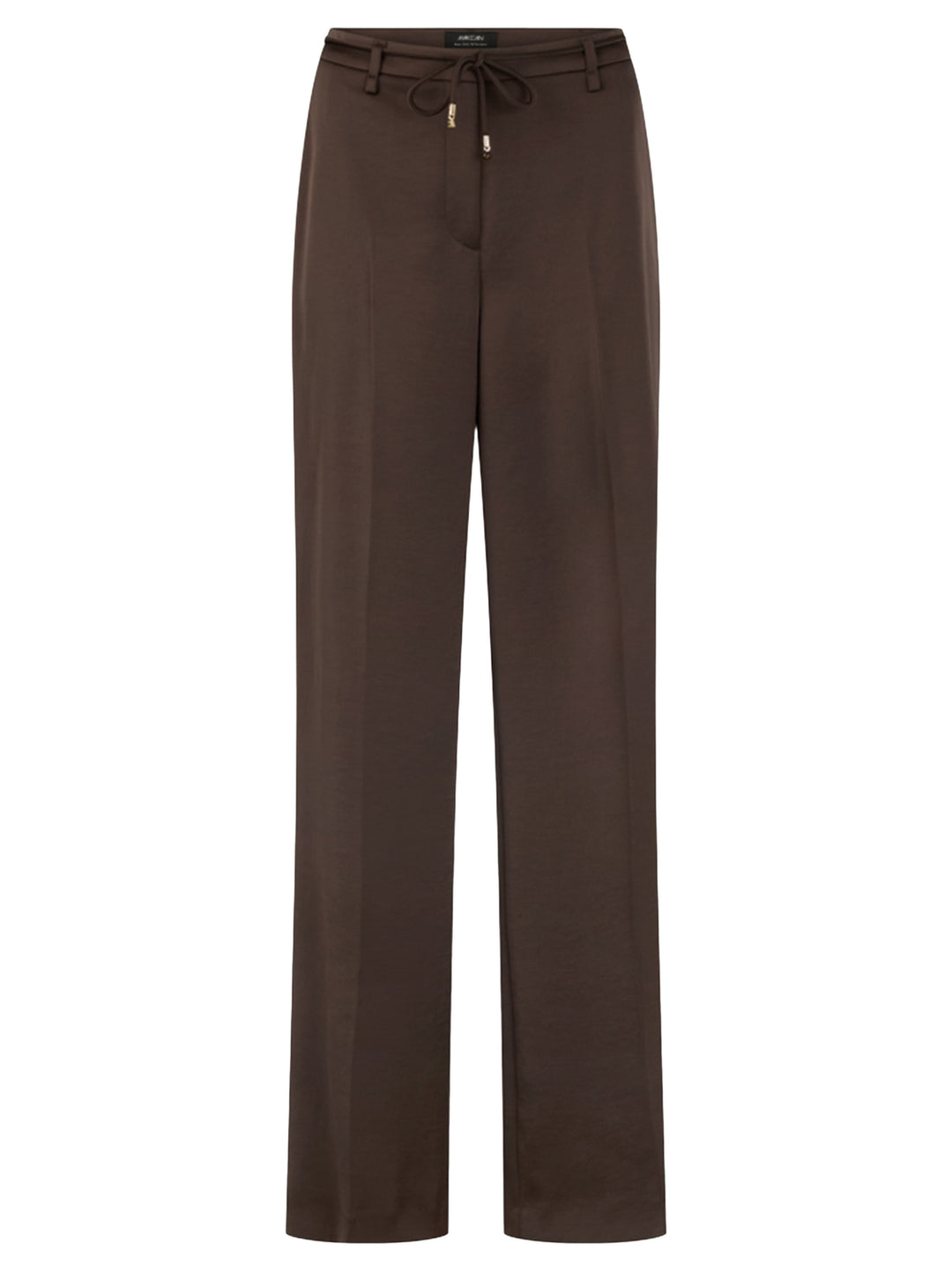 Marc Cain Broek WARRI van glanzende stof – Bruin-100% polyester-DAMES BROEKEN-Bruin