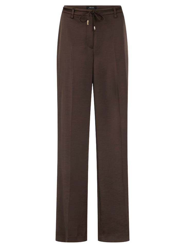 Marc Cain Broek WARRI van glanzende stof – Bruin-100% polyester-DAMES BROEKEN-Bruin
