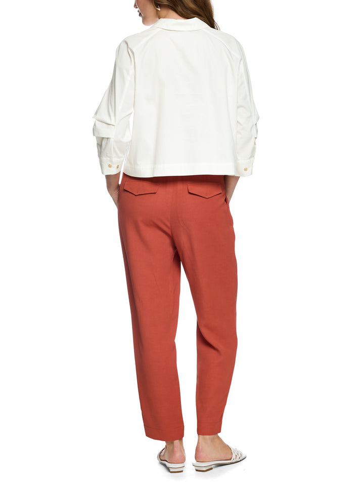 Marc Cain Casual Cropped Blouse – Wit-73% katoen, 25% polyester, 3% elastaan-DAMES TOPS & BLOUSES-Wit