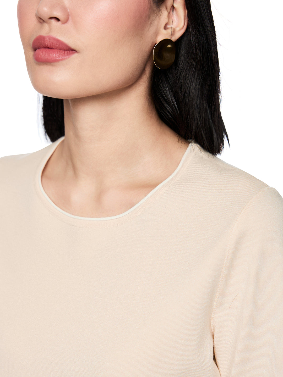 Marc Cain Collections – Beige Fijngebreide Trui-70% viscose, 30% polyester-DAMES TRUIEN & VESTEN-Beige