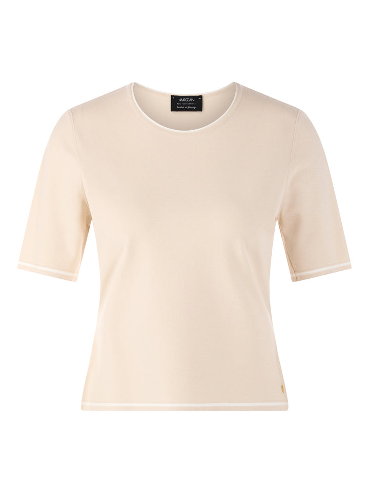 Marc Cain Collections – Beige Fijngebreide Trui-70% viscose, 30% polyester-DAMES TRUIEN & VESTEN-Beige