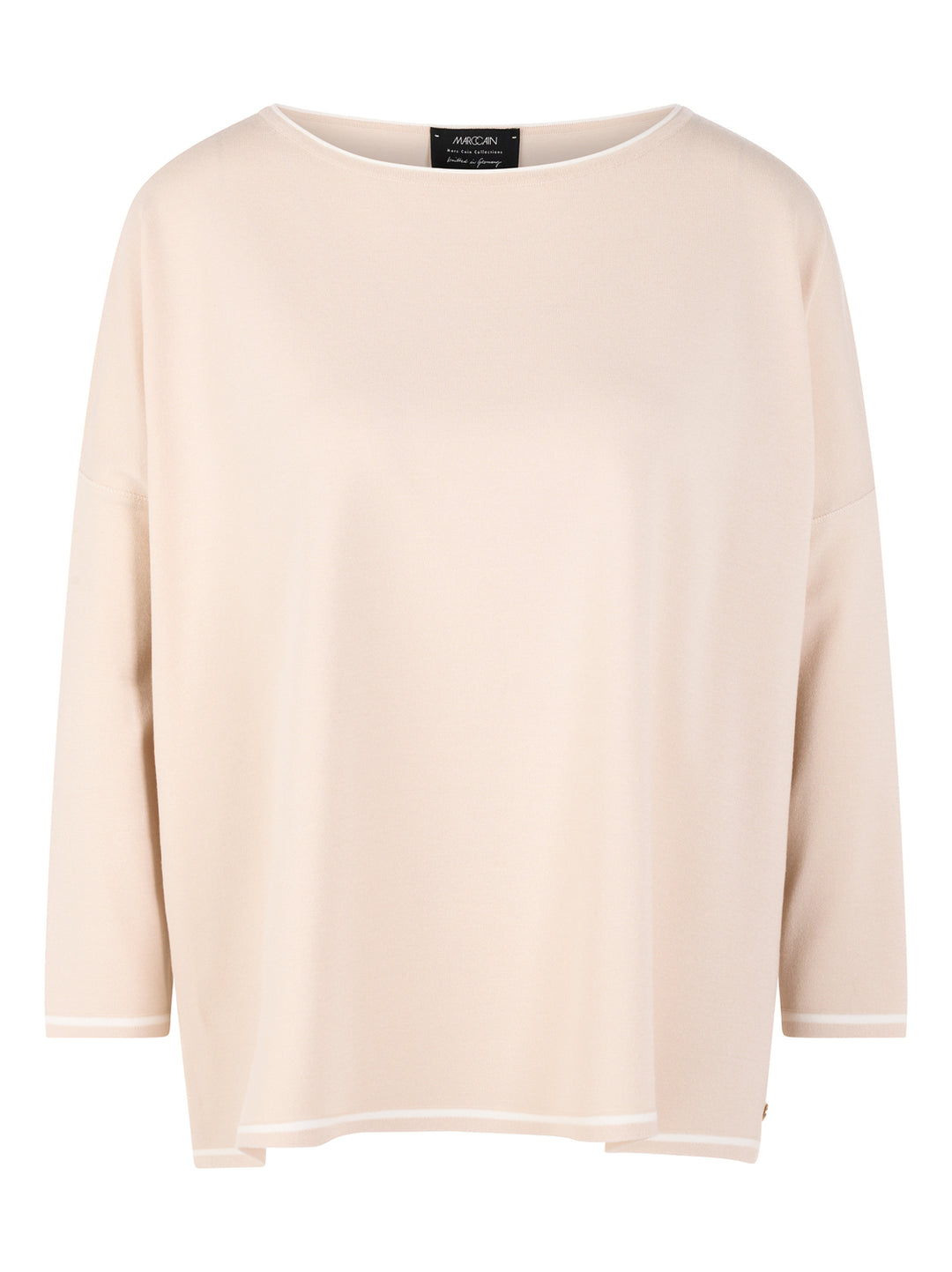 Marc Cain Collections – Beige Fijngebreide Trui-70% viscose, 30% polyester-DAMES TRUIEN & VESTEN-Beige