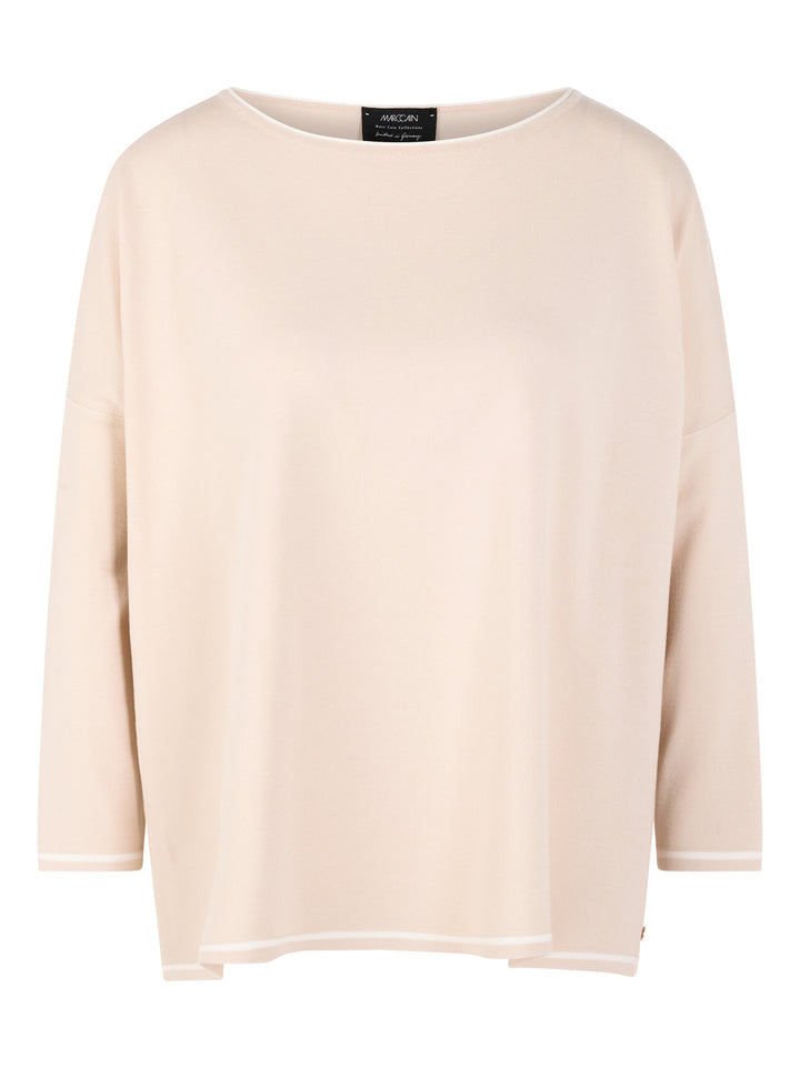 Marc Cain Collections – Beige Fijngebreide Trui-70% viscose, 30% polyester-DAMES TRUIEN & VESTEN-Beige