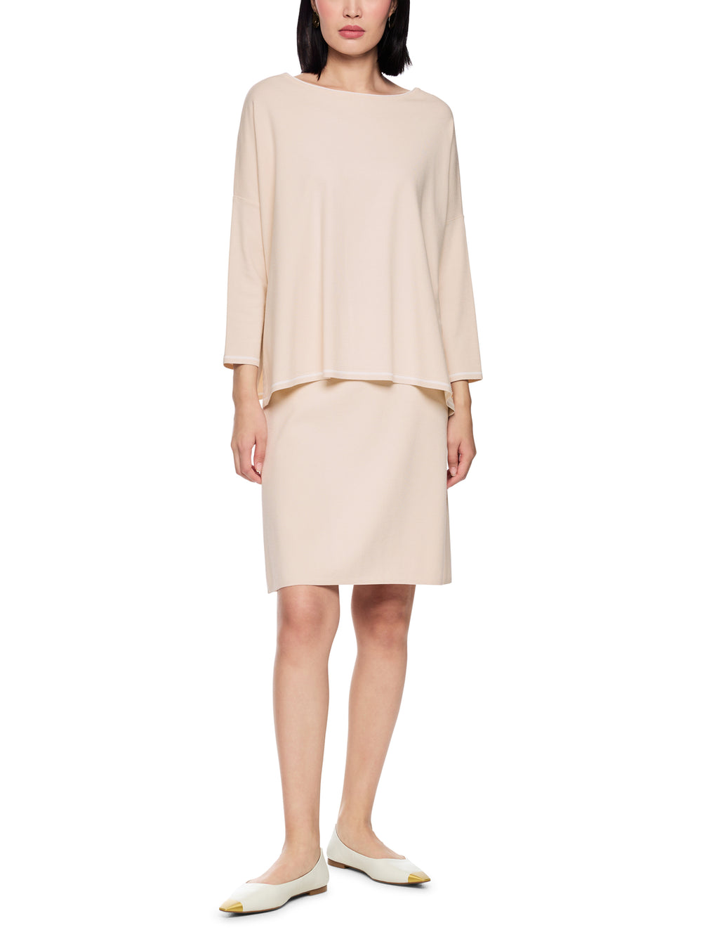 Marc Cain Collections – Beige Fijngebreide Trui-70% viscose, 30% polyester-DAMES TRUIEN & VESTEN-Beige