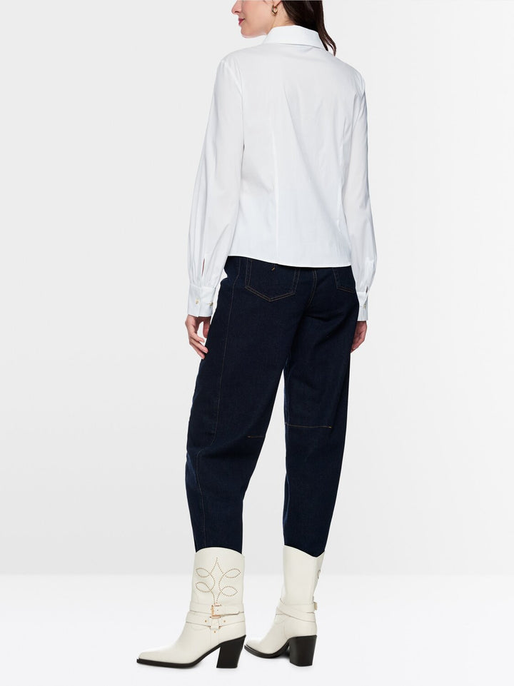 Marc Cain Collections – Blouse Lange Mouw Wit-75% katoen, 20% polyamide, 5% elastaan-DAMES TOPS & BLOUSES-Wit