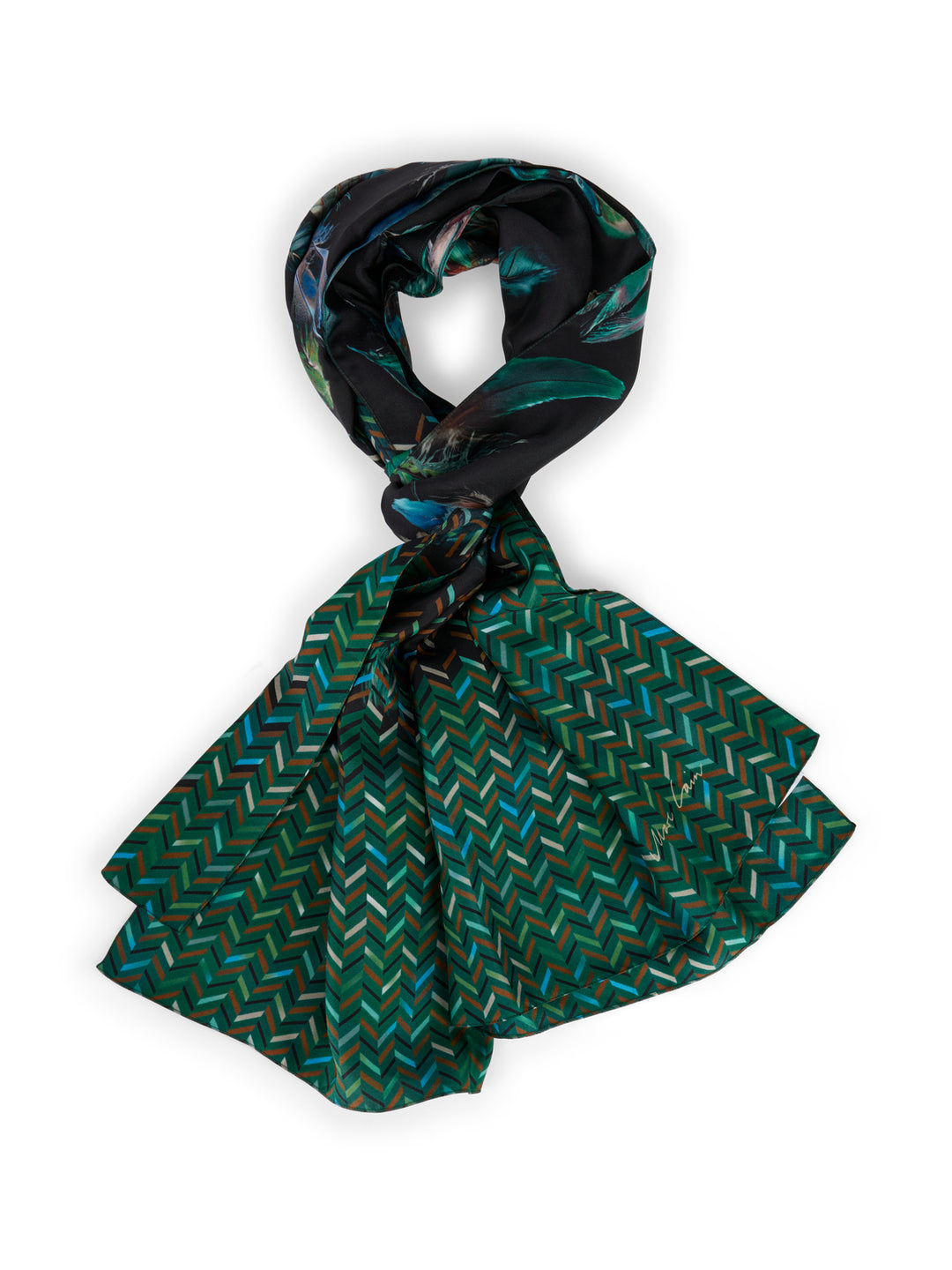 Marc Cain Collections Elegant Shawl – Groen-100% zijde-DAMES ACCESSOIRES-Groen