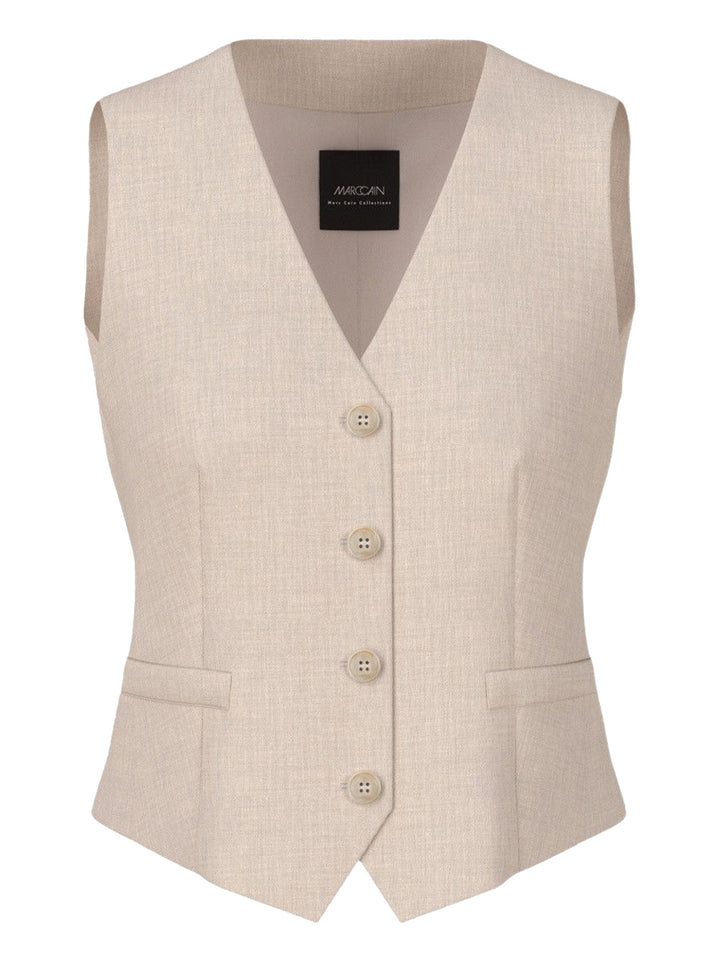 Marc Cain Collections Gilet – Beige-48% viscose, 48% polyester, 4% elasthaan-DAMES BLAZERS & JASJES-Beige