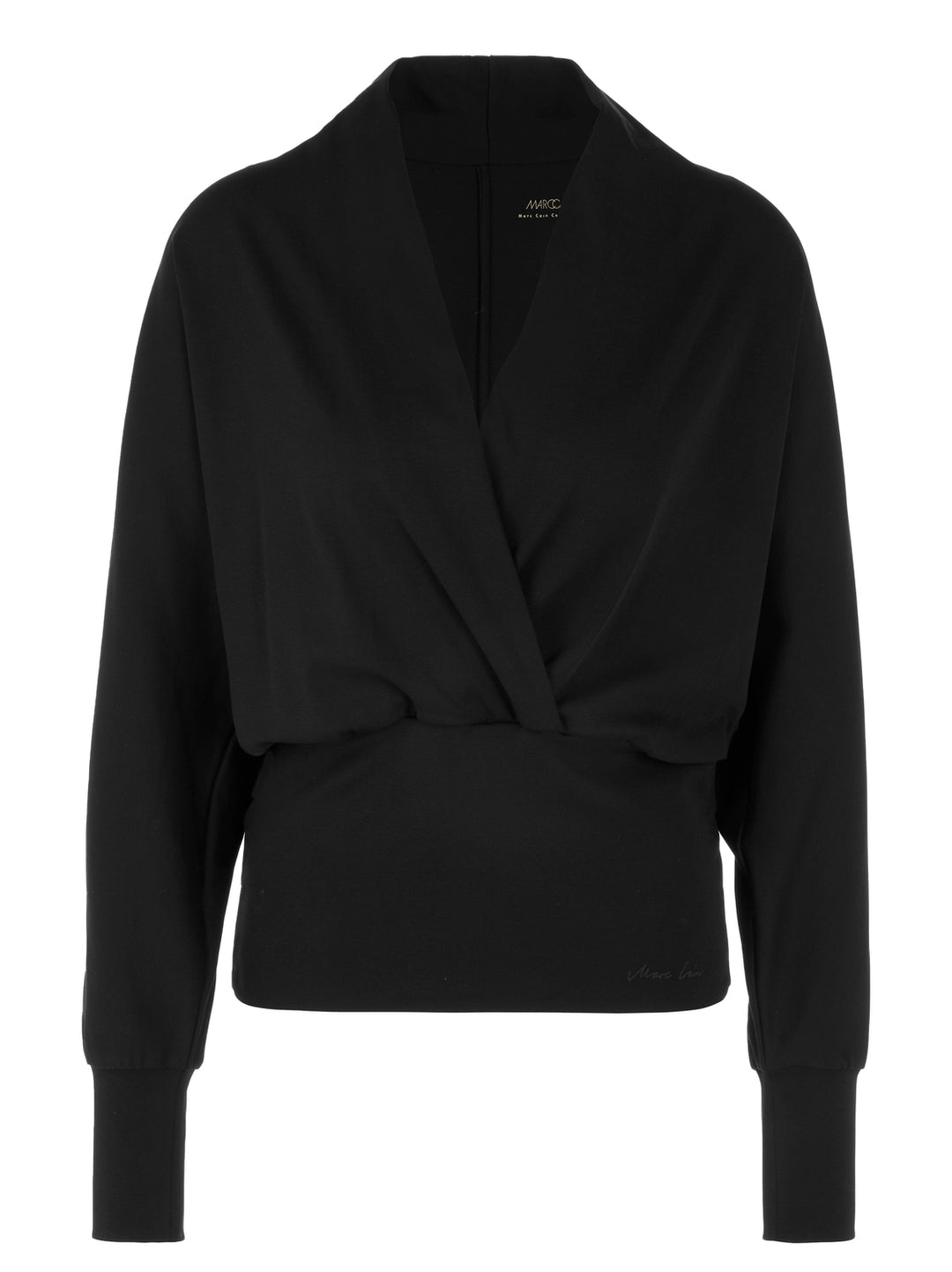 Marc Cain Collections Knit Lace Top – Zwart-95% katoen, 5% elastaan-DAMES TOPS & BLOUSES-Zwart