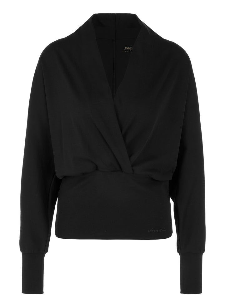 Marc Cain Collections Knit Lace Top – Zwart-95% katoen, 5% elastaan-DAMES TOPS & BLOUSES-Zwart