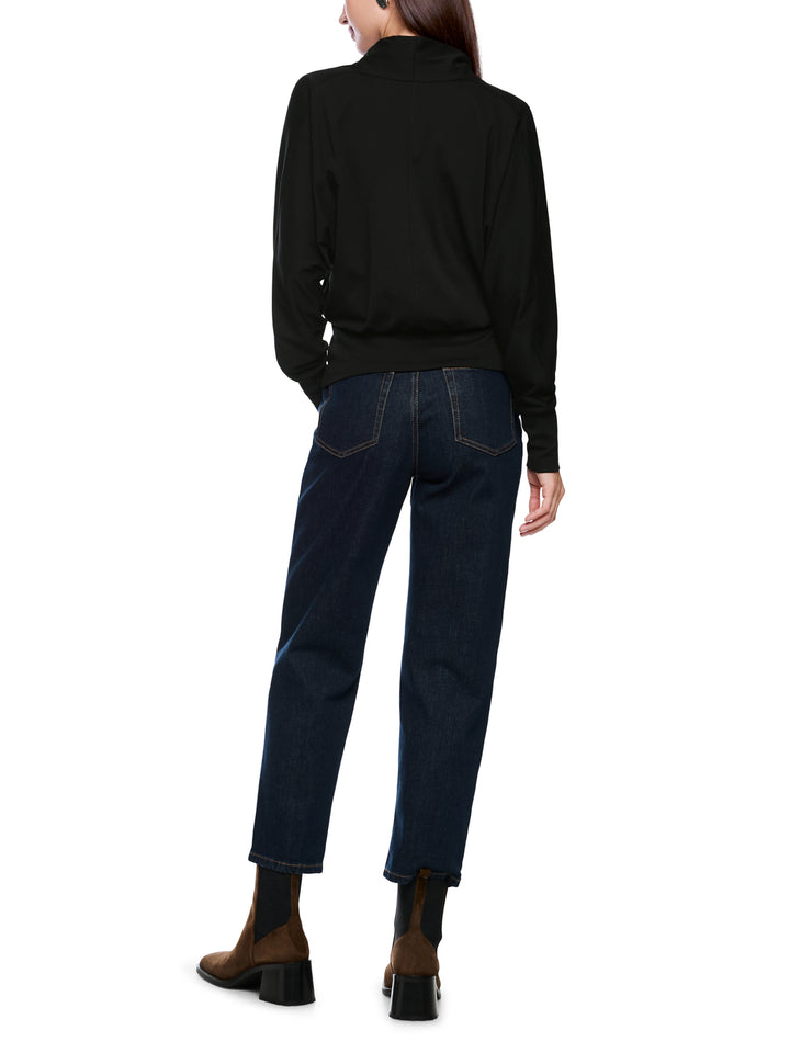 Marc Cain Collections Knit Lace Top – Zwart-95% katoen, 5% elastaan-DAMES TOPS & BLOUSES-Zwart