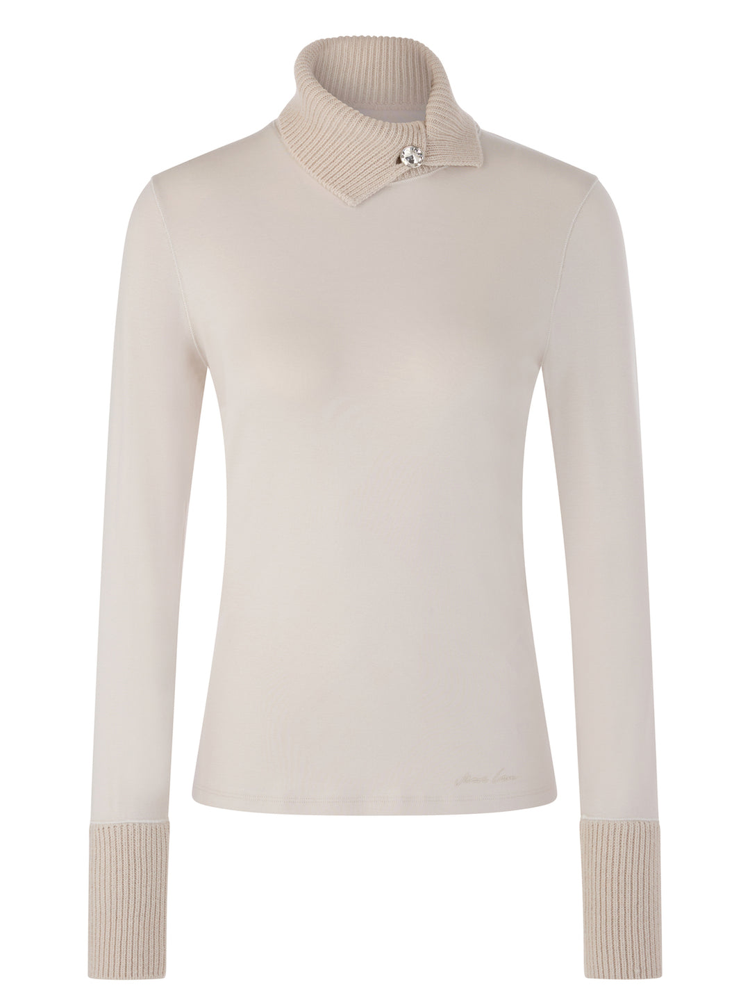 Marc Cain Collections Knit Longsleeve – Beige-92% katoen, 8% elastaan-DAMES TOPS & BLOUSES-Beige