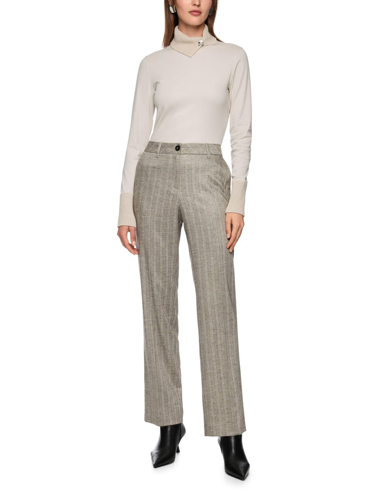 Marc Cain Collections Knit Longsleeve – Beige-92% katoen, 8% elastaan-DAMES TOPS & BLOUSES-Beige