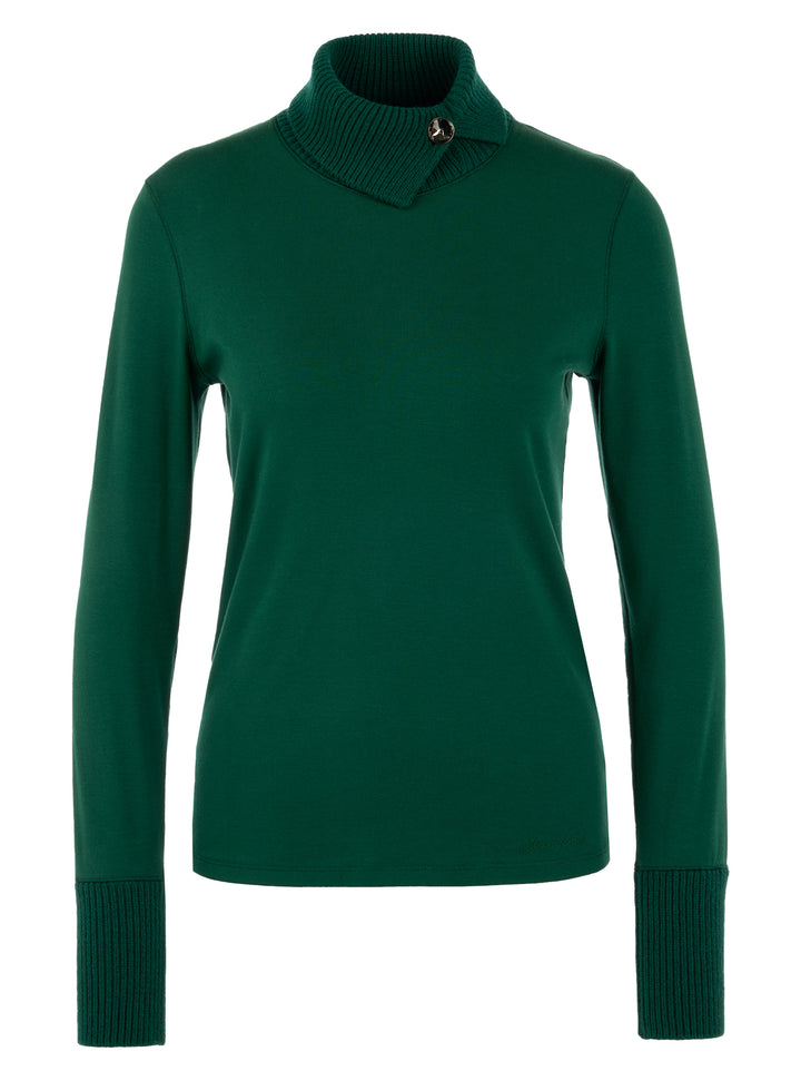Marc Cain Collections Knit Longsleeve – Groen-92% katoen, 8% elastaan-DAMES TOPS & BLOUSES-Groen