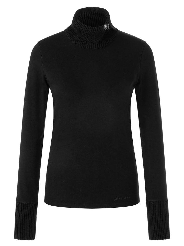 Marc Cain Collections Knit Longsleeve – Zwart-92% katoen, 8% elastaan-DAMES TOPS & BLOUSES-Zwart
