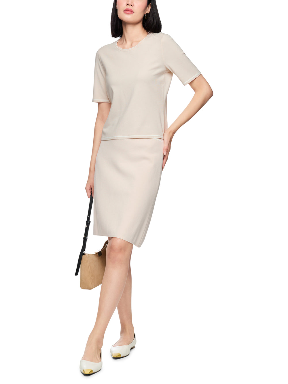 Marc Cain Collections – Korte Rok Beige-70% viscose, 30% polyester-DAMES ROKKEN-Beige