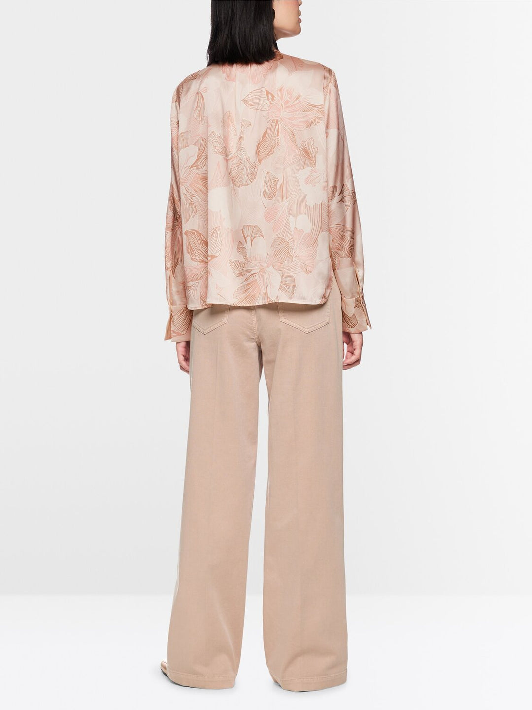 Marc Cain Collections – Lange Mouw Blouse Roze-92% zijde, 8% elastaan-DAMES TOPS & BLOUSES-Roze
