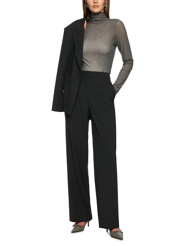 Marc Cain Collections Mesh Top with Hotfix – Grijs-90% polyester, 10% elastaan-DAMES TOPS & BLOUSES-Grijs