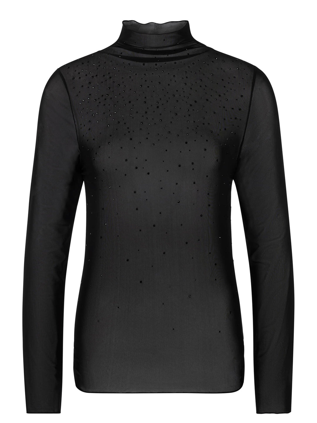 Marc Cain Collections Mesh Top with Hotfix – Zwart-90% polyester, 10% elastaan-DAMES TOPS & BLOUSES-Zwart