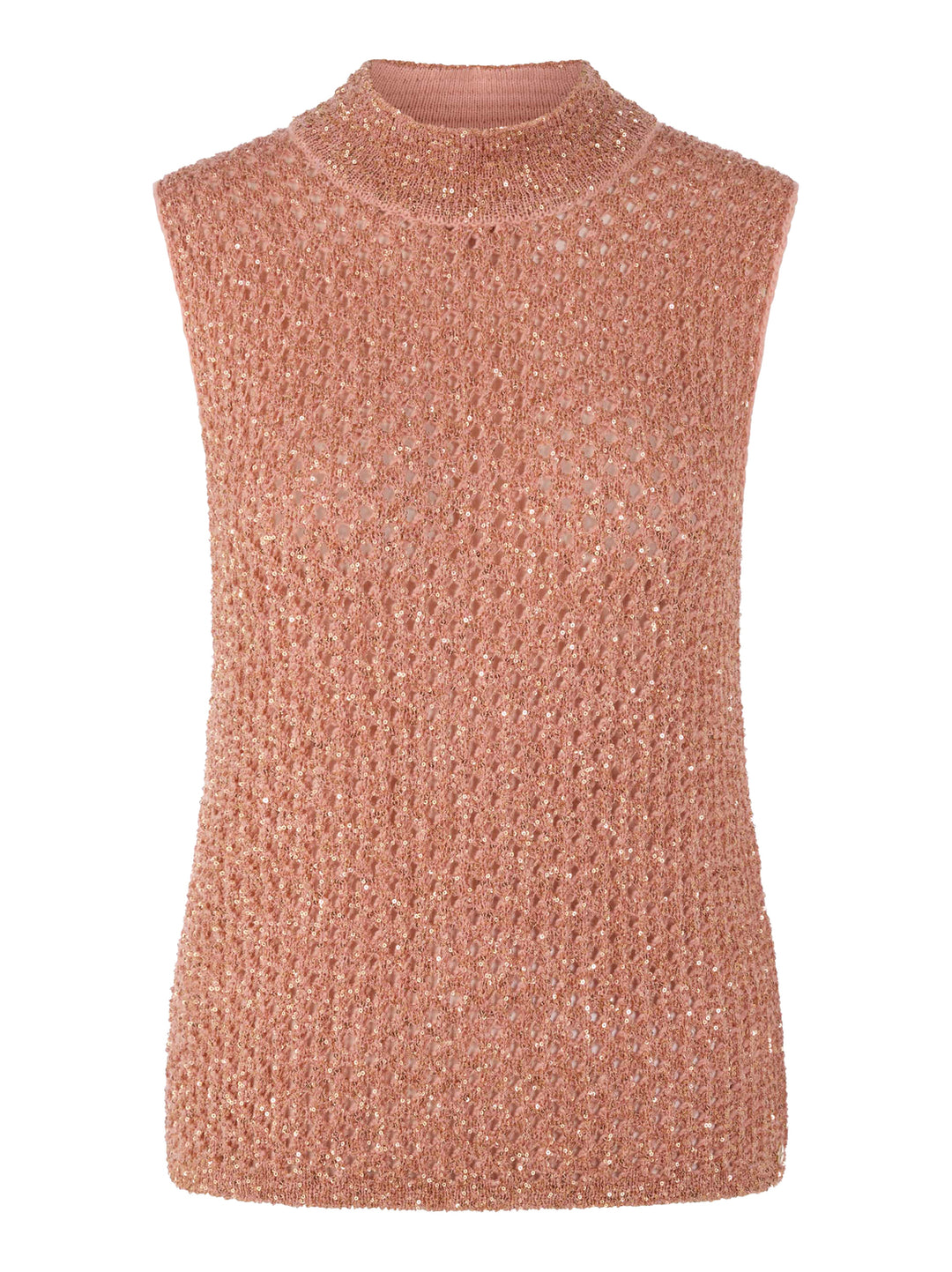 Marc Cain Collections – Mouwloze Top Roze-34% polyamide, 28% polyester, 22% polyacryl, 16% wol-DAMES TOPS & BLOUSES-Roze