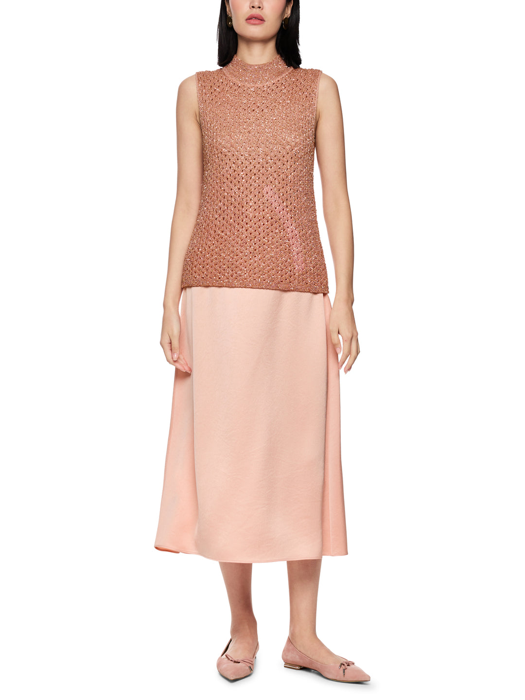 Marc Cain Collections – Mouwloze Top Roze-34% polyamide, 28% polyester, 22% polyacryl, 16% wol-DAMES TOPS & BLOUSES-Roze