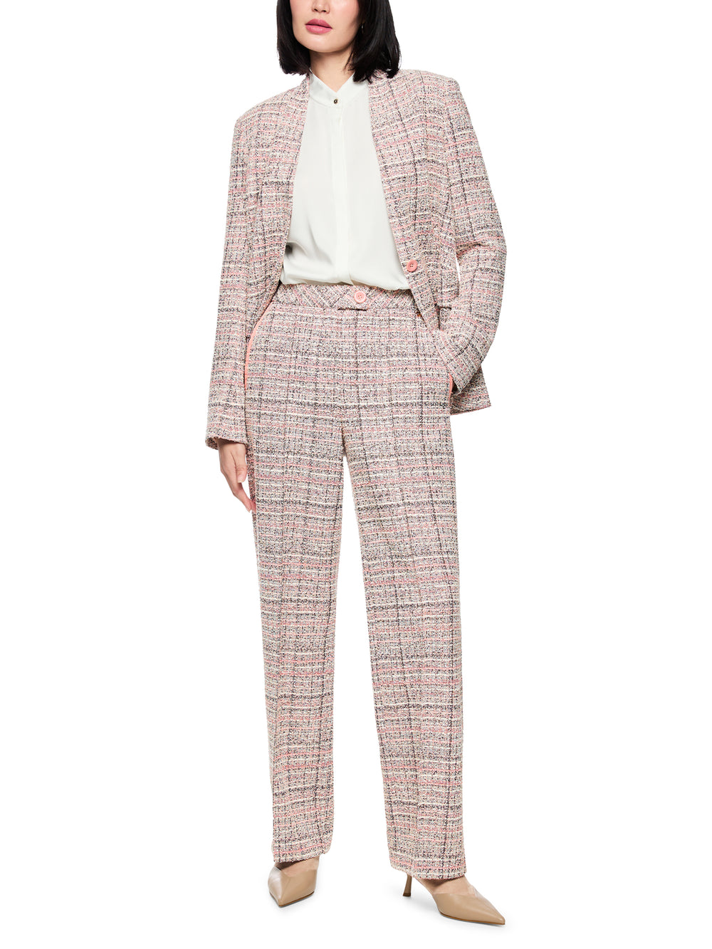 Marc Cain Collections – Pantalon Roze-73% polyester, 10% katoen, 10% wol, 5% polyacryl, 2% elastaan-DAMES BROEKEN-Roze