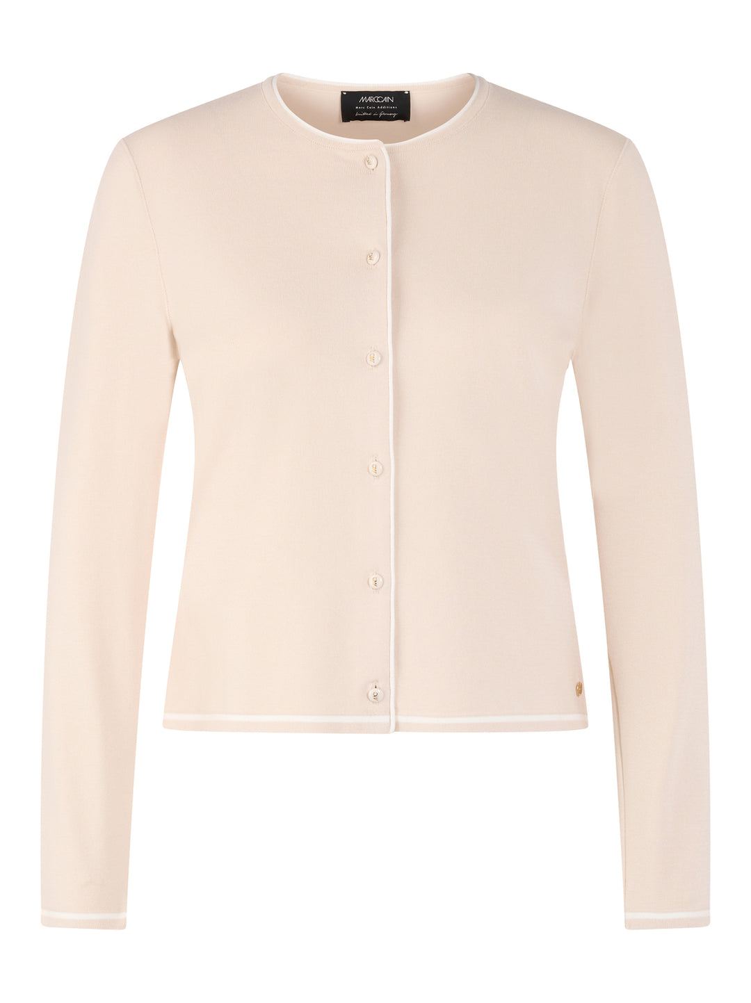 Marc Cain Collections – Roomkleurig Gebreid Vest-70% viscose, 30% polyester-DAMES TRUIEN & VESTEN-Room