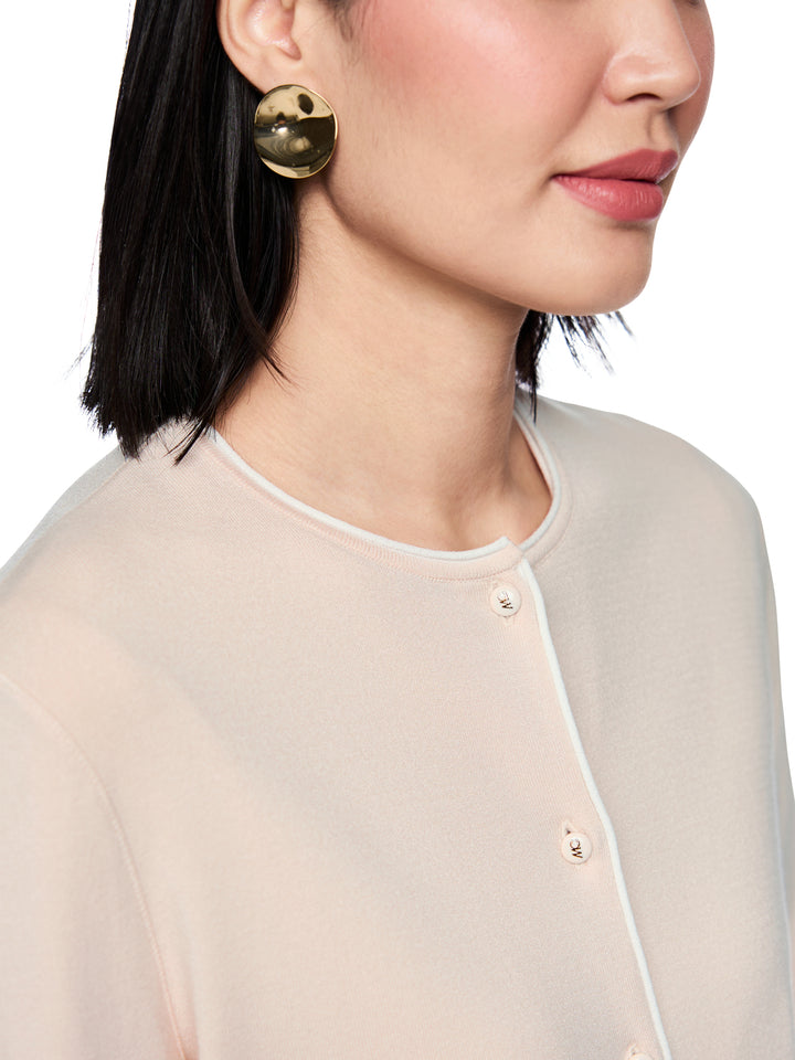 Marc Cain Collections – Roomkleurig Gebreid Vest-70% viscose, 30% polyester-DAMES TRUIEN & VESTEN-Room