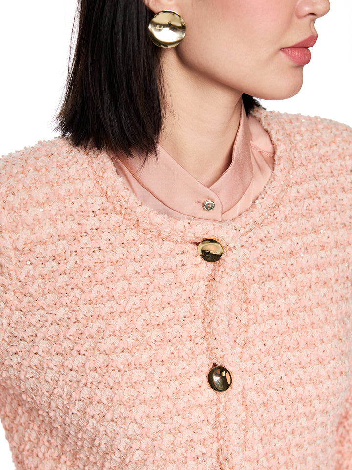 Marc Cain Collections – Roze Gebreid Vest-55% katoen, 38% polyamide, 5% polyester, 2% polyacryl-DAMES TRUIEN & VESTEN-Roz