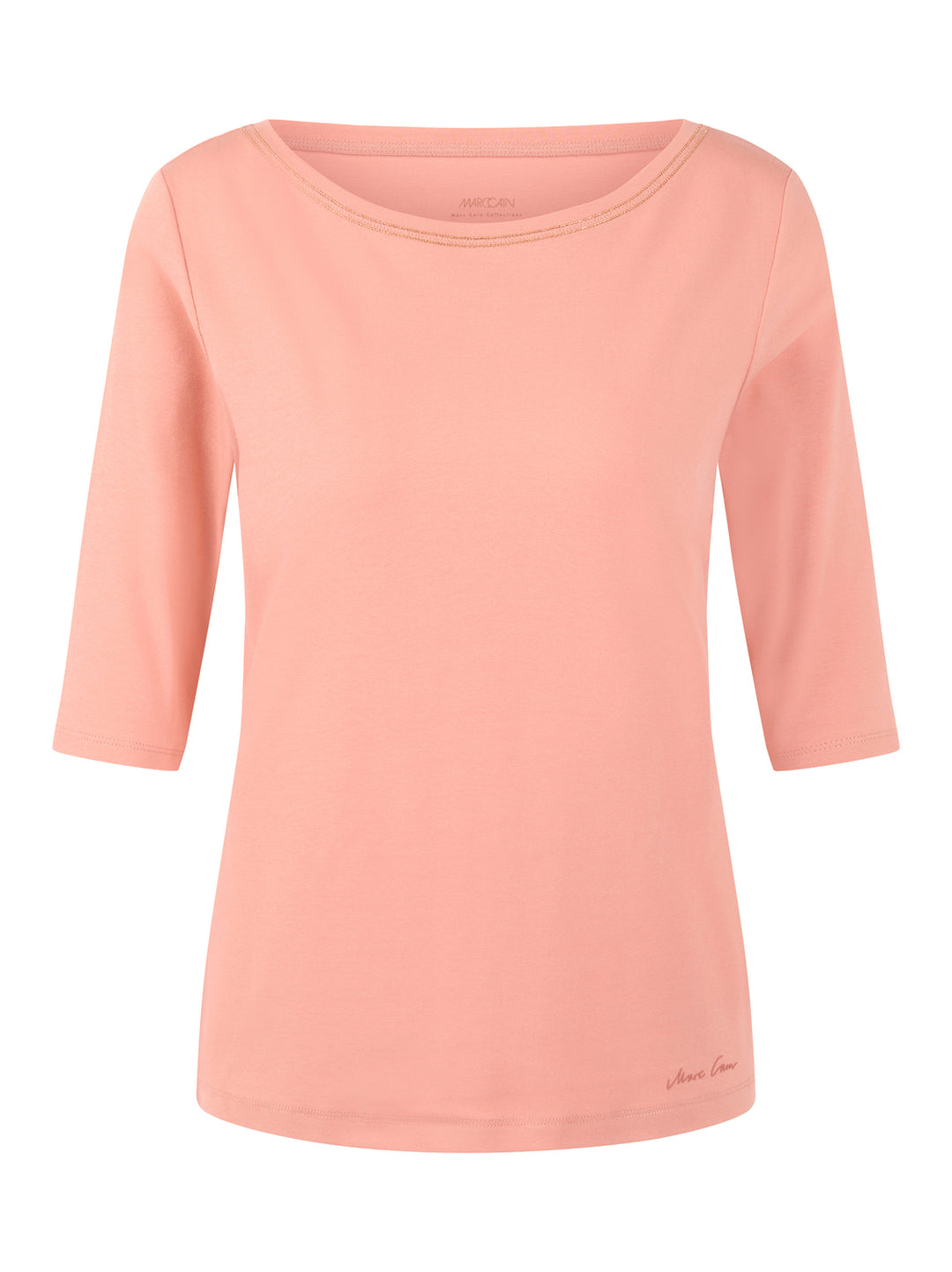 Marc Cain Collections – Roze T-shirt Korte Mouw-92% katoen, 8% elastaan-DAMES TOPS & BLOUSES-Roze