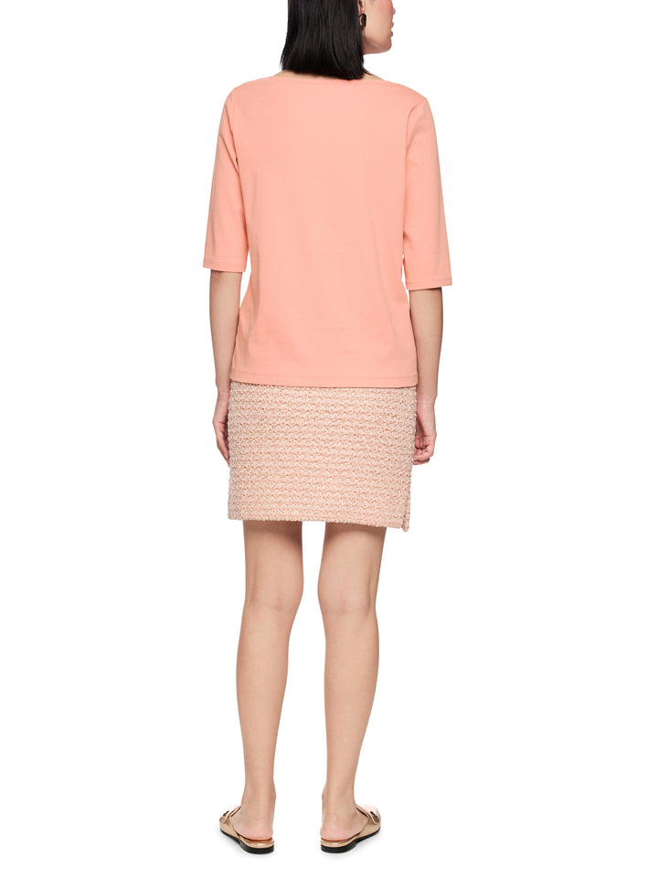 Marc Cain Collections – Roze T-shirt Korte Mouw-92% katoen, 8% elastaan-DAMES TOPS & BLOUSES-Roze