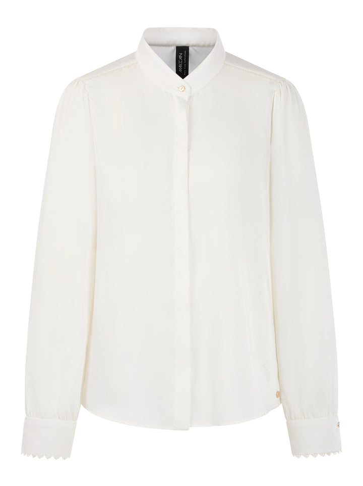 Marc Cain Collections – Witte Blouse Lange Mouw-100% polyester-DAMES TOPS & BLOUSES-Wit