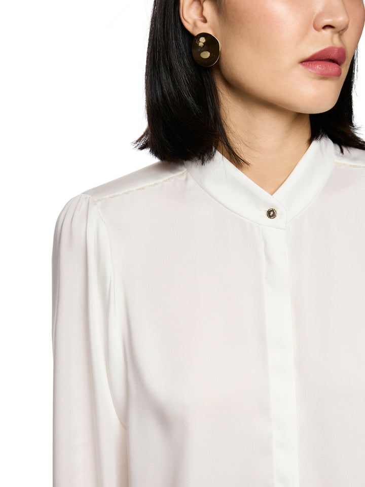 Marc Cain Collections – Witte Blouse Lange Mouw-100% polyester-DAMES TOPS & BLOUSES-Wit