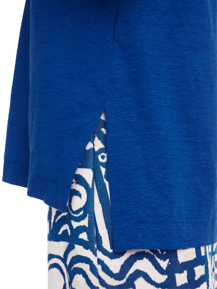 Marc Cain Cooling Linnen T-shirt-76% linnen<br />24% polyester-DAMES TOPS & BLOUSES-Blauw
