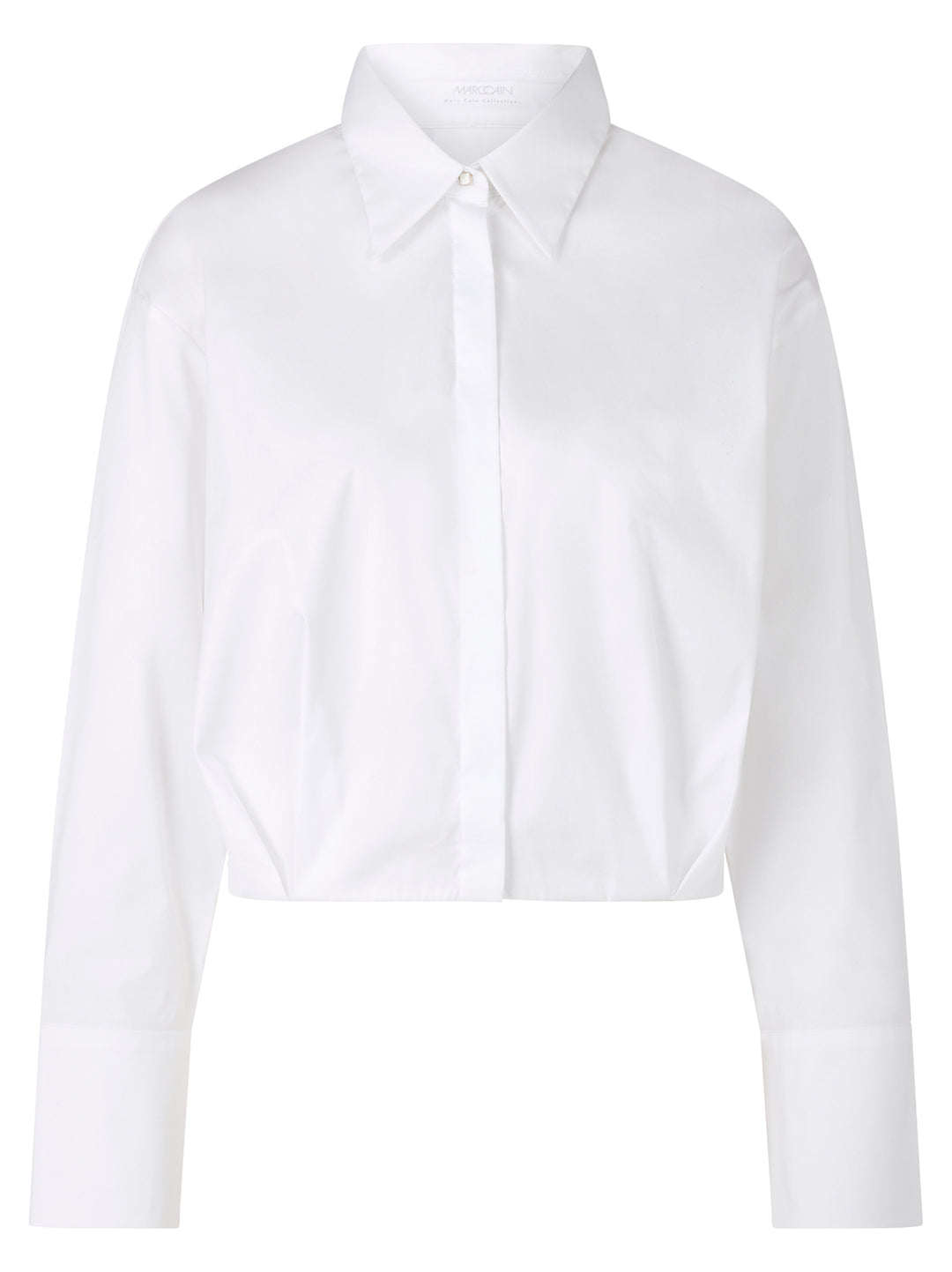 Marc Cain cropped blouse met katoen-alg.: 75% katoen, 20% polyamide, 5% elastaan-DAMES TOPS & BLOUSES-Wit