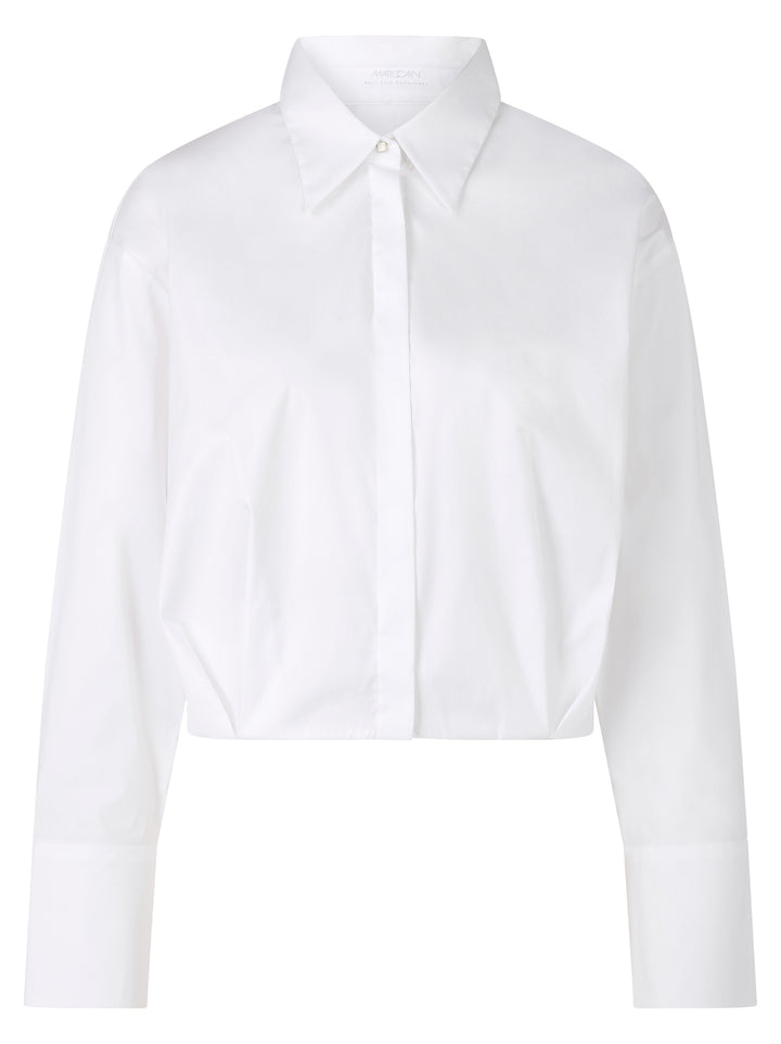 Marc Cain cropped blouse met katoen-alg.: 75% katoen, 20% polyamide, 5% elastaan-DAMES TOPS & BLOUSES-Wit