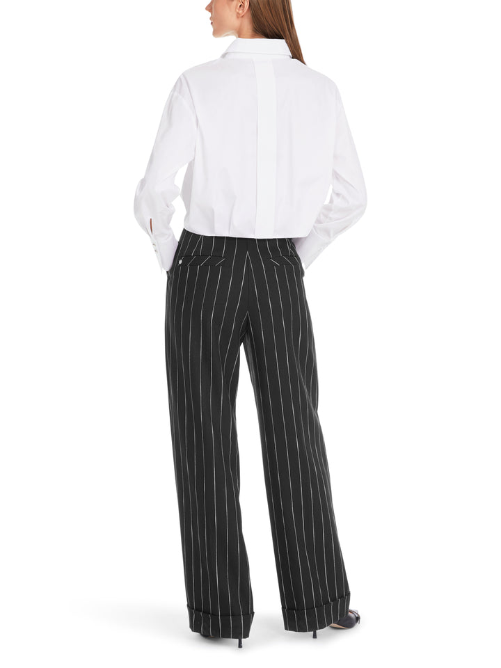 Marc Cain cropped blouse met katoen-alg.: 75% katoen, 20% polyamide, 5% elastaan-DAMES TOPS & BLOUSES-Wit