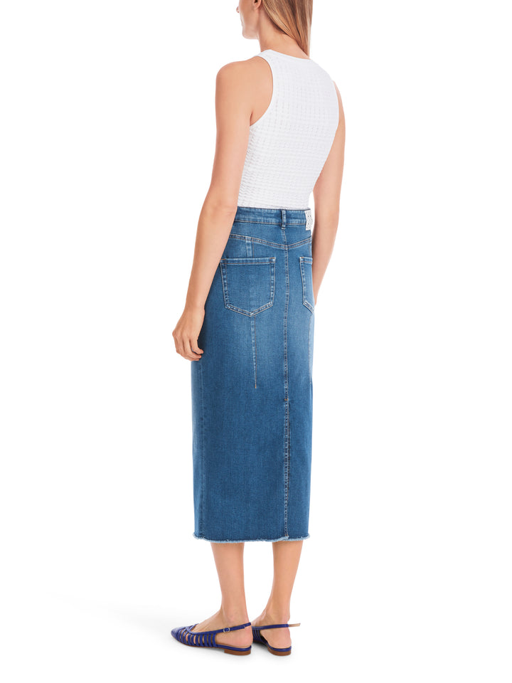 Marc Cain denimrok “Rethink Together”-DAMES ROKKEN-Blauw