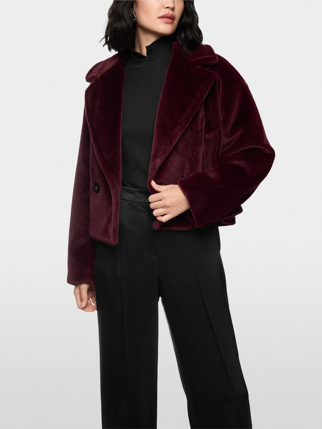 Marc Cain Faux Fur Jacket – Rood-100% polyester-DAMES JASSEN & JACKS-Rood