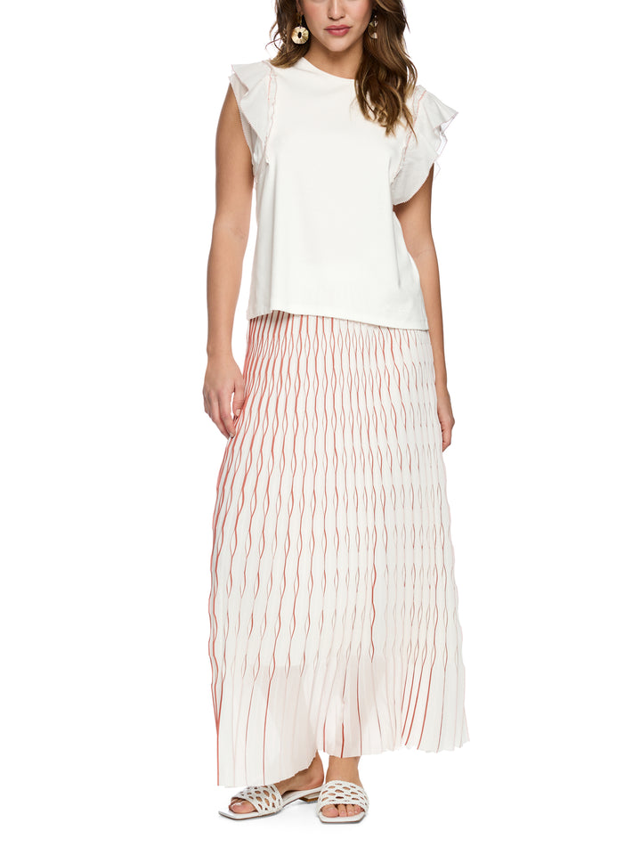 Marc Cain Feminine stretch katoenen shirt – Wit-92% katoen, 8% elastaan-DAMES TOPS & BLOUSES-Wit
