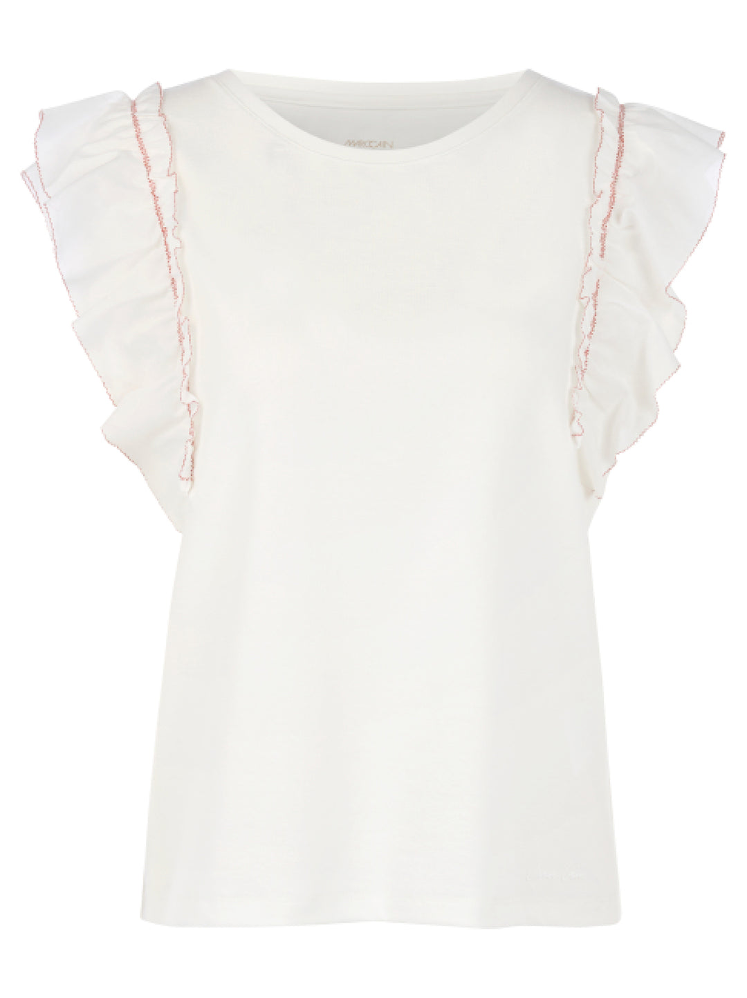 Marc Cain Feminine stretch katoenen shirt – Wit-92% katoen, 8% elastaan-DAMES TOPS & BLOUSES-Wit