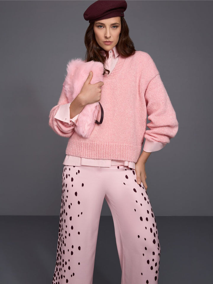 Marc Cain Gebreide Trui – Roze-45% wol, 30% alpaca, 25% polyamide-DAMES TRUIEN & VESTEN-Roze