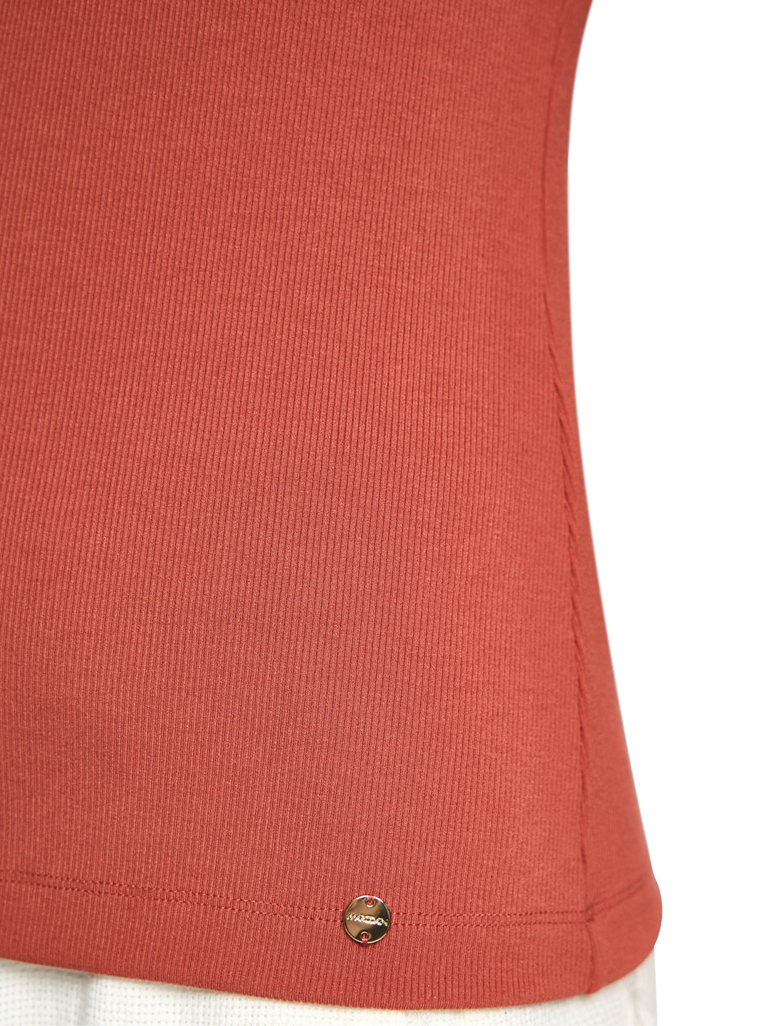 Marc Cain Geribbelde top van modal stretch – Rood-50% modal, 40% polyamide, 10% elastaan-DAMES TOPS & BLOUSES-Rood
