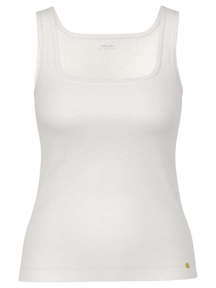 Marc Cain Geribbelde top van modal stretch – Wit-50% modal, 40% polyamide, 10% elastaan-DAMES TOPS & BLOUSES-Wit